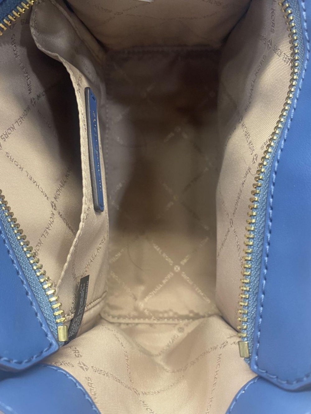 Michael Kors Dark Chambray Leather+Suede Kris Small Satchel Crossbody Purse - Picture 12 of 13